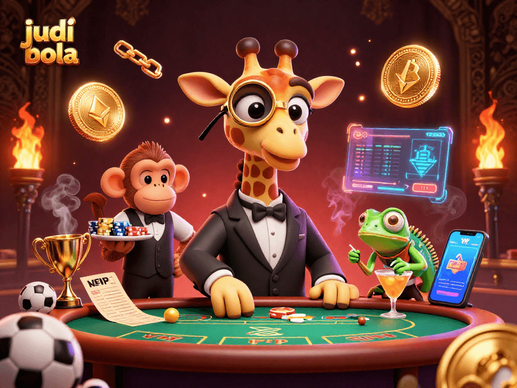Engage in judi bola action with high-roller giraffe at a dynamic sports betting scene.