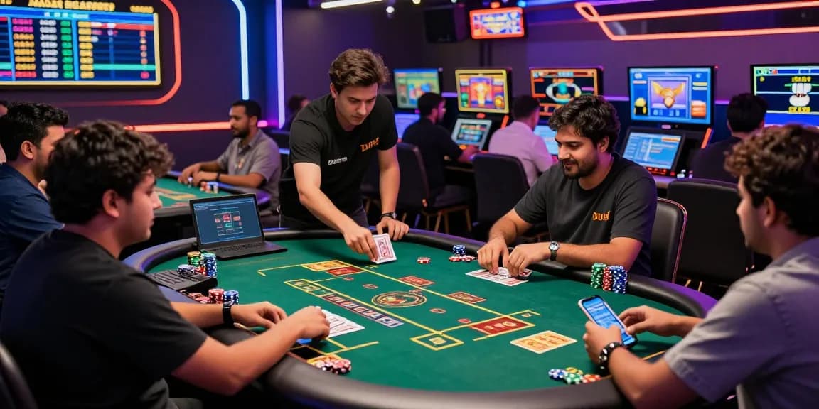 Engaging Andar Bahar online casino scene with real dealers and vibrant gameplay atmosphere.