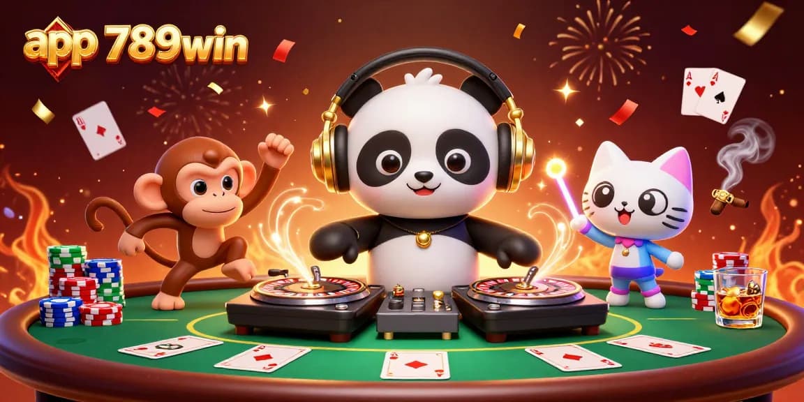 Spin the reels with app 789win for an electrifying gaming experience in a vibrant casino scene.