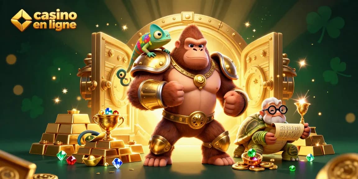 Plongez dans le monde exaltant du casino en ligne featuring des personnages vibrants et des trésors.