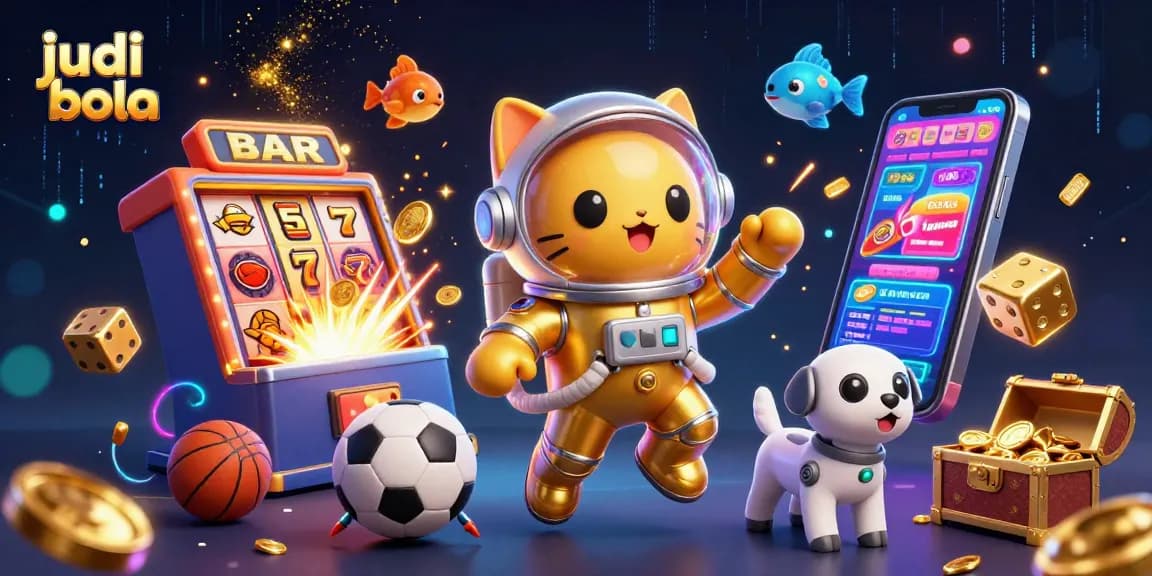 Experience judi bola excitement with a vibrant 3D illustration featuring sports betting scenes.