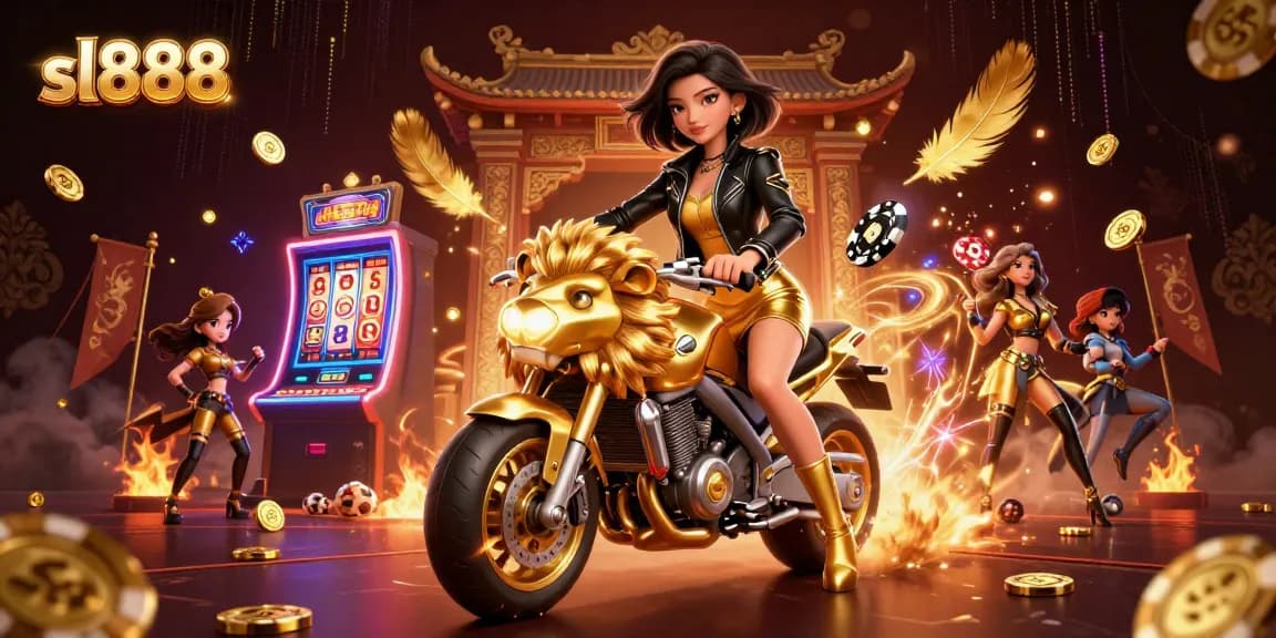 Experience the thrill of sl888 with a dazzling gambling illustration featuring energetic slot games.