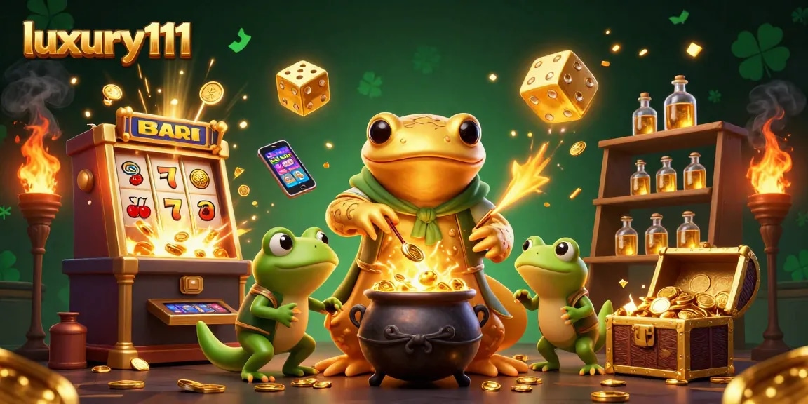 Experience thrilling gameplay with luxury111's dynamic golden alchemist scene filled with vibrant casino elements.