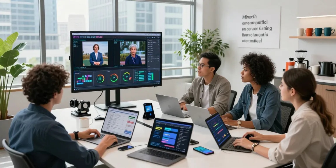 Team using an ai image detector in a modern workspace to analyze AI-generated content accurately.