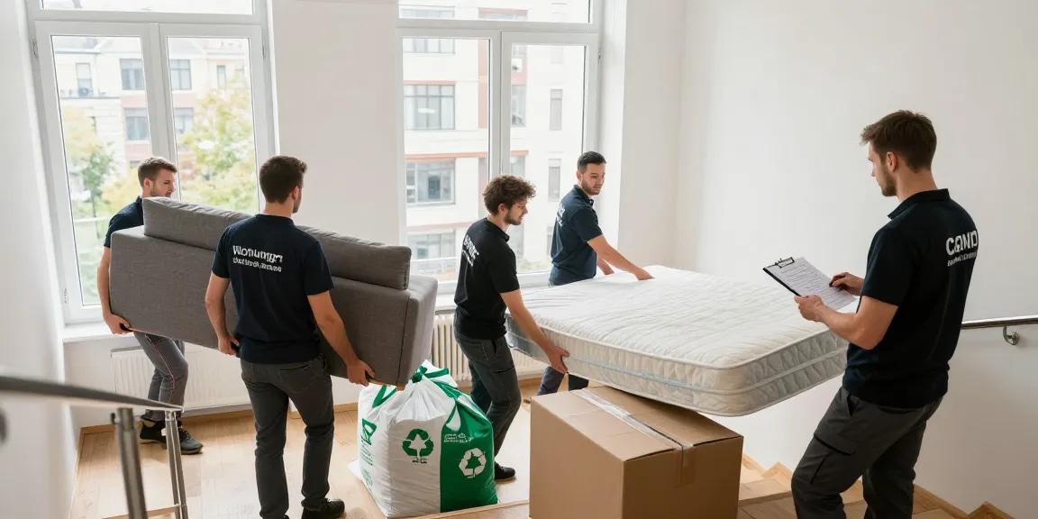Efficient Wohnungsentrümpelung Berlin service in action with a professional team decluttering a modern apartment.