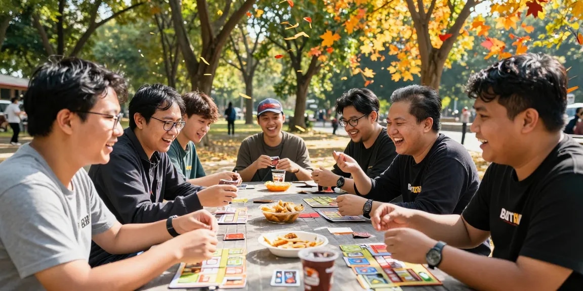 Permainan Batik 88 di luar ruangan, teman-teman bersenang-senang di taman.