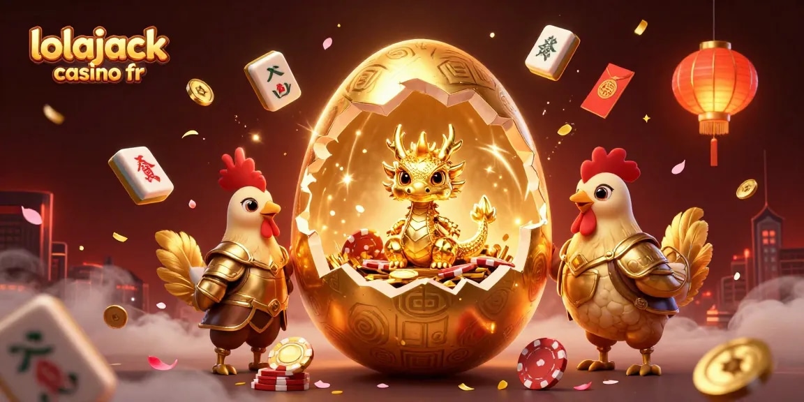 Jouez aux machines à sous sur lolajack casino fr avec un dragon doré et des jetons de poker scintillants