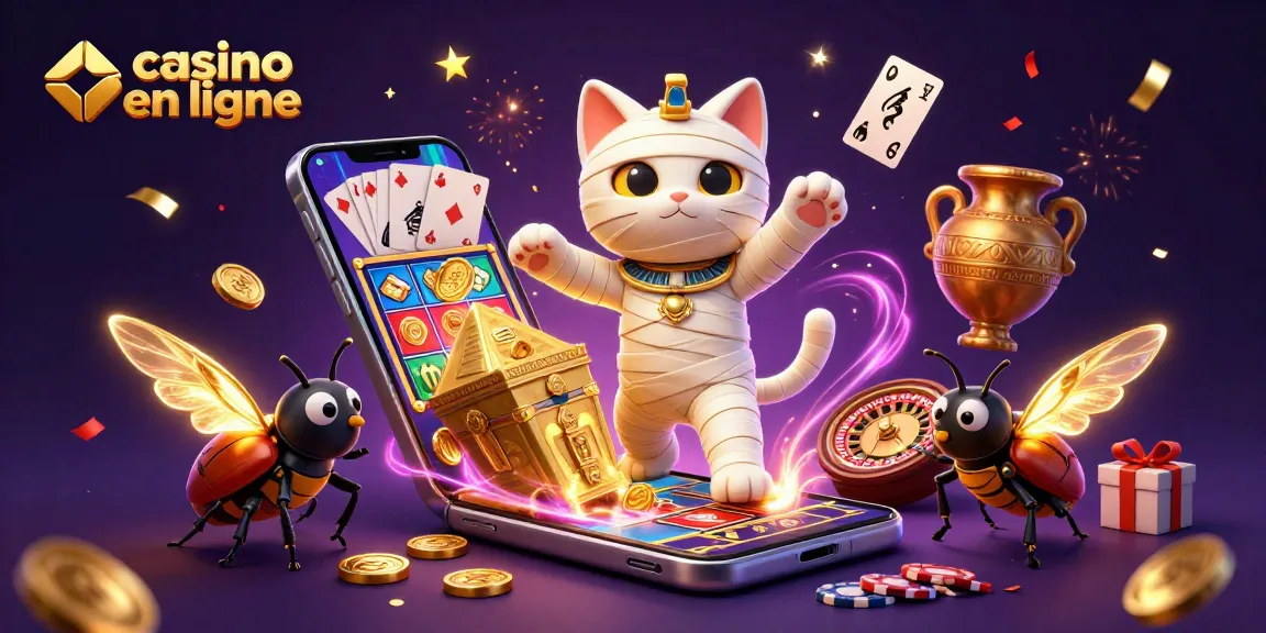 Découvrez le casino en ligne avec des jeux de casino palpitants dans une scène dynamique, pleine de couleurs et d'énergie.