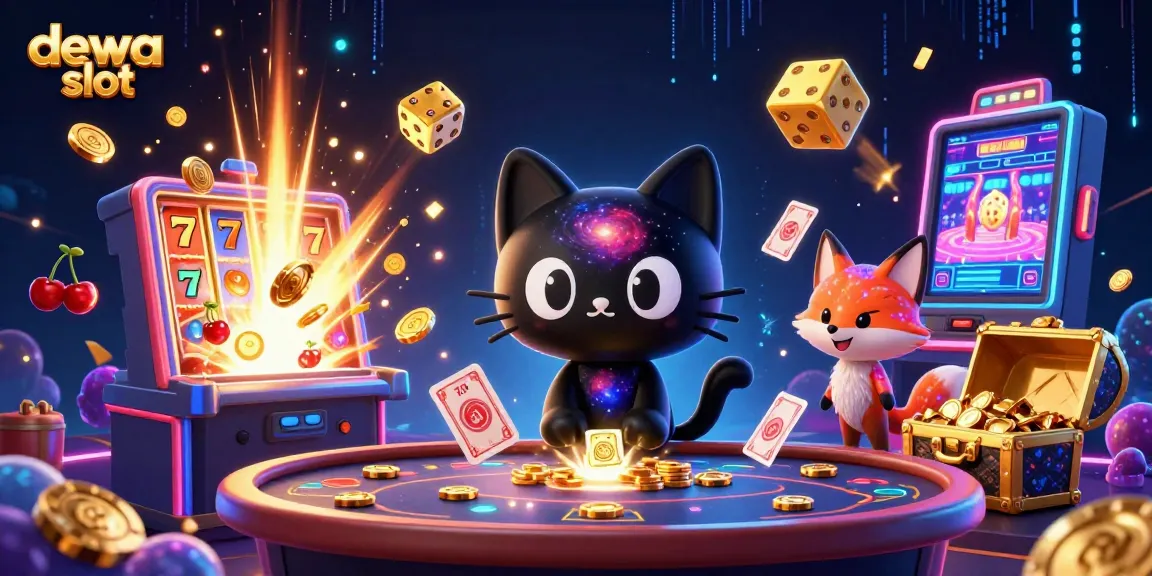 Engage with dewa slot adventures at the cosmic casino featuring a black hole cat and a nebula fox.