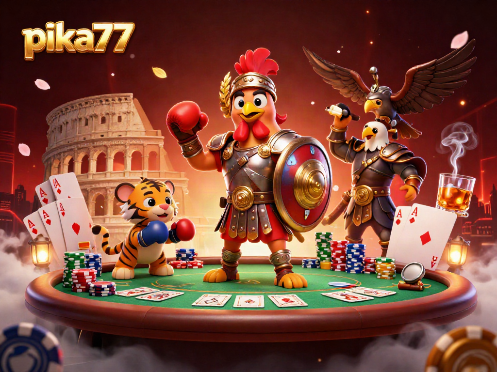 Experience thrilling gameplay at pika77 with a vibrant poker scene featuring engaging characters and iconic elements.