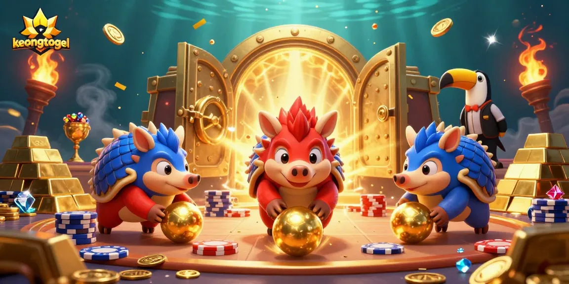 Join the excitement at keongtogel with rival pangolins bowling through golden game symbols, capturing gambling thrills!
