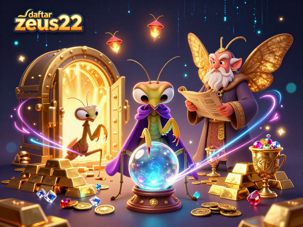 Engage with daftar zeus222 at a vibrant casino scene filled with treasures and mystical elements.
