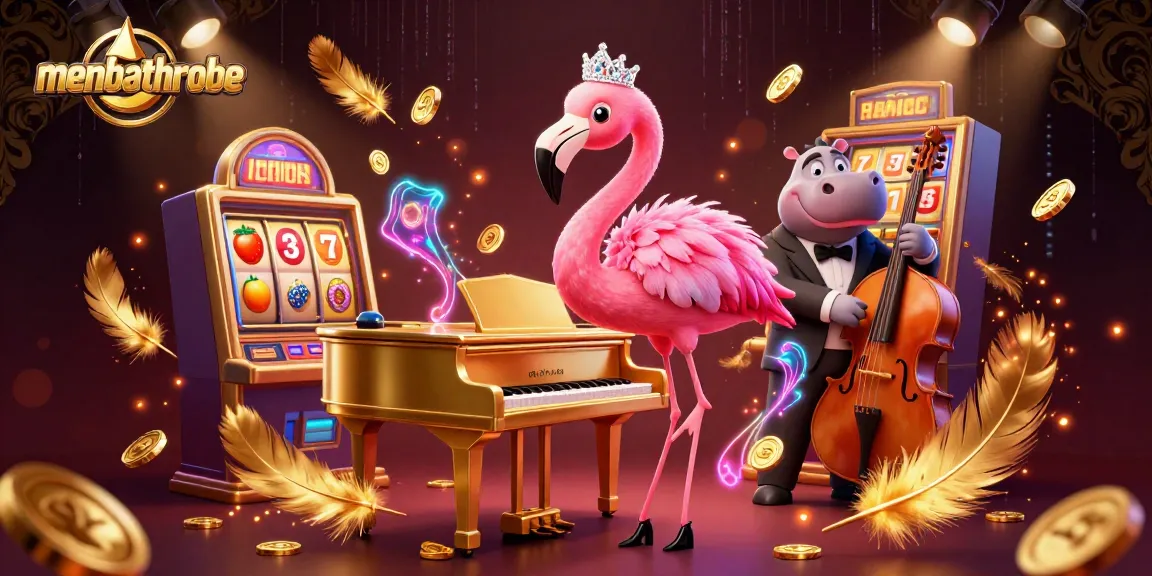 menbathrobe menampilkan momen kasino yang menarik dengan penyanyi flamingo dan bassis hippo