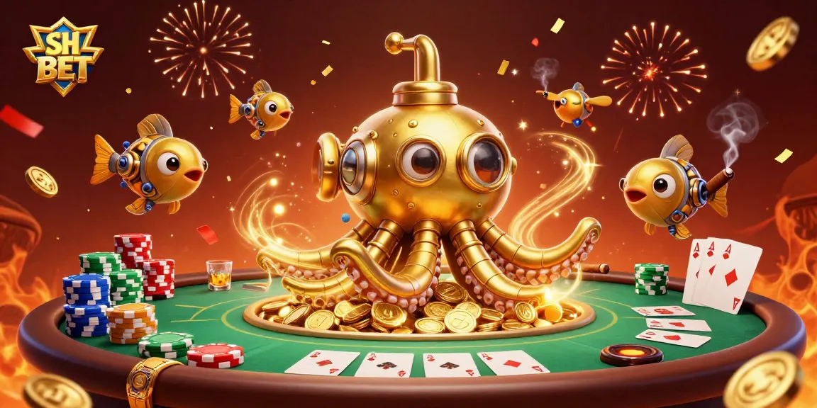 SH BET players strategize at a vibrant poker table amidst a treasure of golden coins.