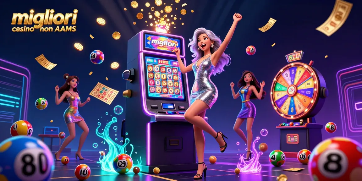 Festeggia la vittoria nei migliori casino non AAMS con emozionanti slot machine e colorati elementi da casinò.