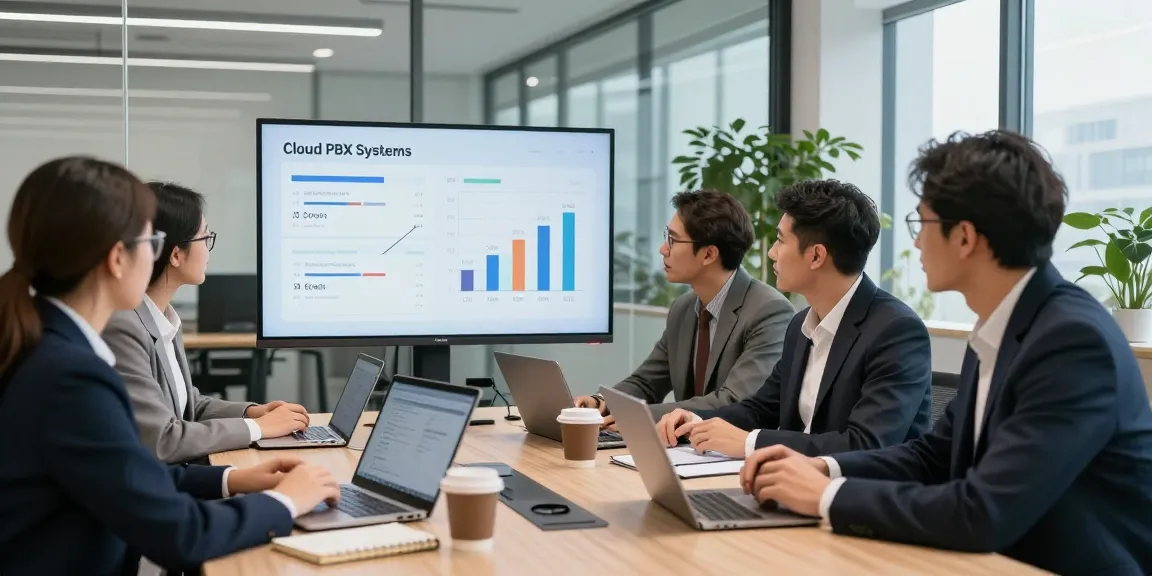 Discussing מרכזייה בענן solutions in a modern office meeting