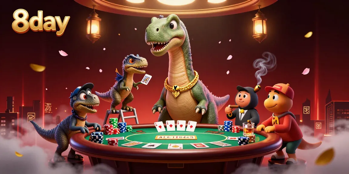 Experience thrilling gameplay with 8day at a vibrant cartoon casino featuring a playful brontosaurus and clever raptor.