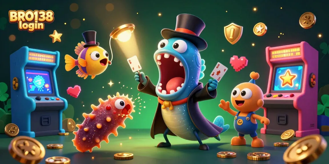 Experience the excitement of BRO138 login as characters perform magic with vibrant casino elements.