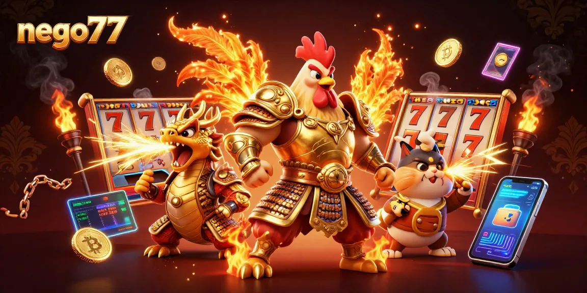 Engage with nego77's thrilling slot gaming experience featuring dynamic 3D illustration.