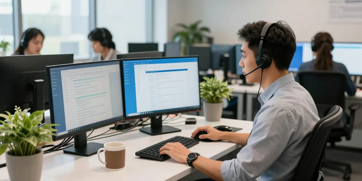 Customer support representative assisting with Telus-Technical-Support in a vibrant office.