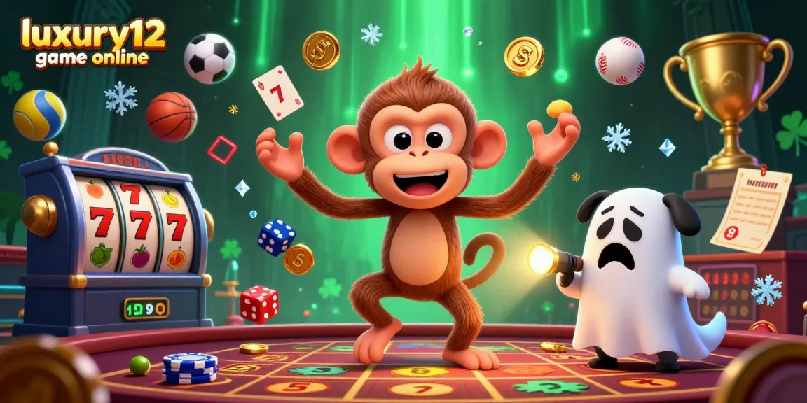 Experience the excitement of luxury12 game online with a playful poltergeist monkey and a ghost-hunter puppy in a haunted casino.