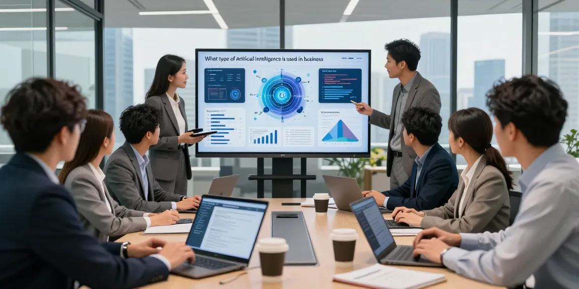 Discovering What type of artificial intelligence is used in business during a team collaboration in a modern office.