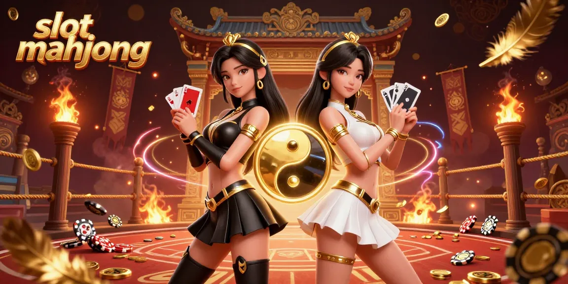 Engage with the excitement of slot mahjong in this vibrant 3D illustration showcasing skilled players and dynamic casino elements.