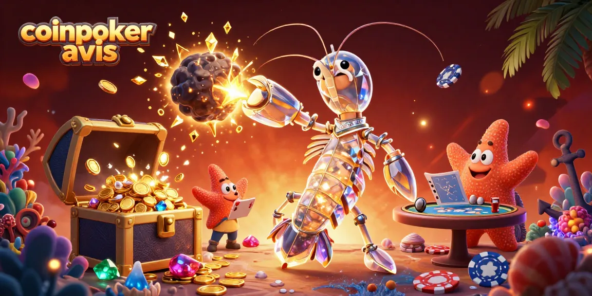 CoinPoker avis : découvrez cette illustration 3D de samouraï et éléments de poker dans un univers vibrant.