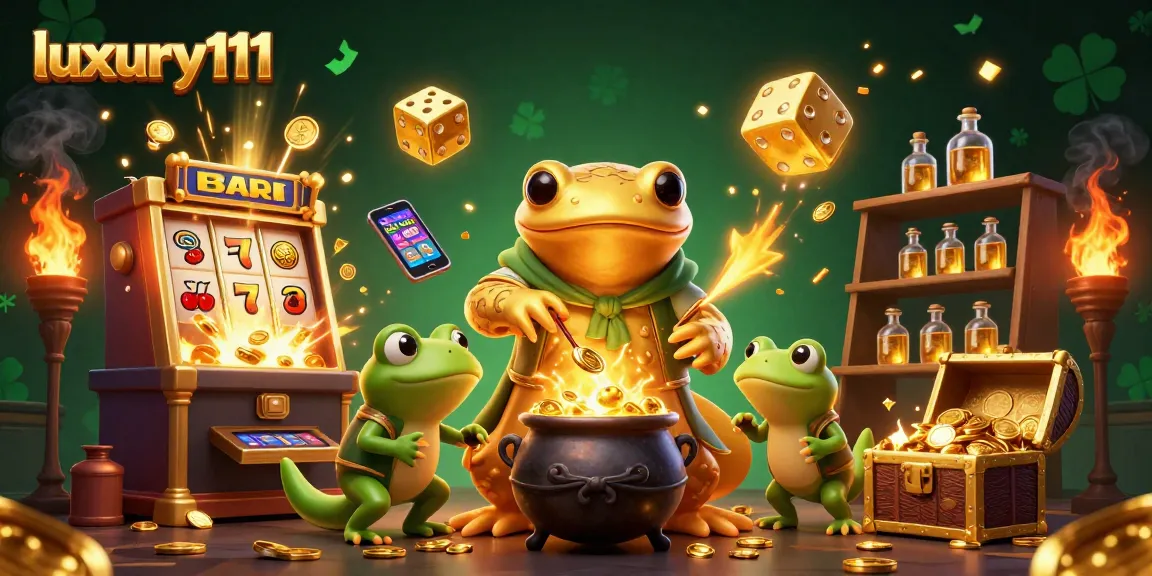 Experience thrilling gameplay with luxury111's dynamic golden alchemist scene filled with vibrant casino elements.