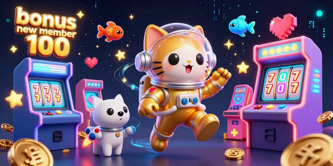 Experience exhilarating gameplay with bonus new member 100 in a vibrant casino-themed 3D scene.