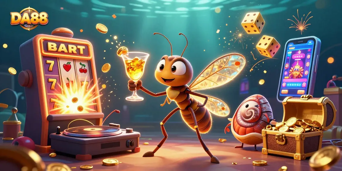 Engage in thrilling gaming at DA88 with a vibrant 3D casino scene featuring dynamic characters.
