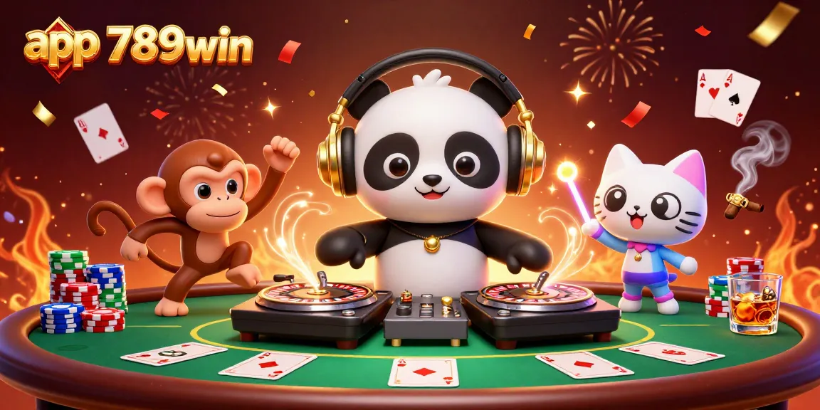 Spin the reels with app 789win for an electrifying gaming experience in a vibrant casino scene.