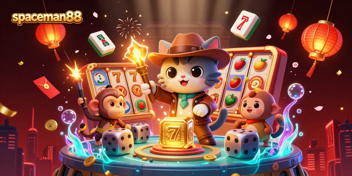 Play slots and win big with spaceman88 in this adventure-filled casino scene!