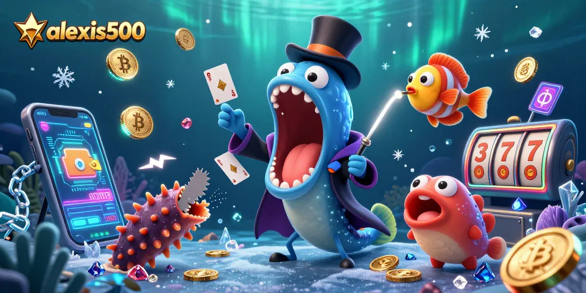 Experience enriching adventures at alexis500 with vibrant casino-themed deep-sea characters.