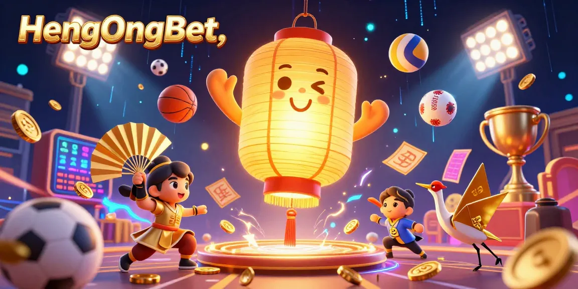 Experience the vibrant energy of HengOngBet's casino scene with dynamic elements and glowing characters.