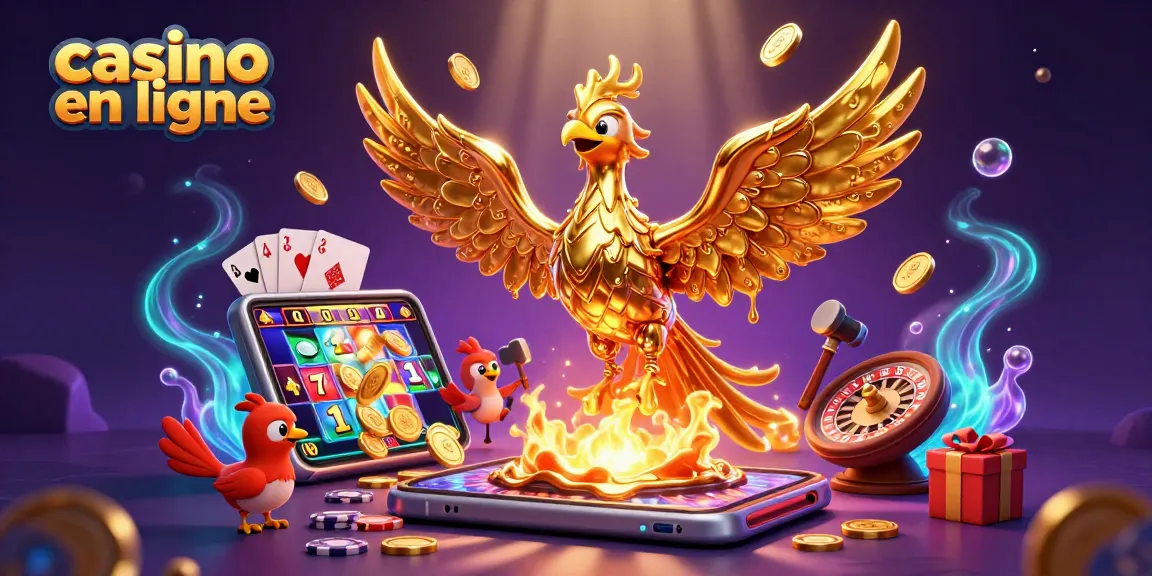 Découvrez des jeux captivants sur casino en ligne avec le phénix d'or et des éléments de jeu en 3D.