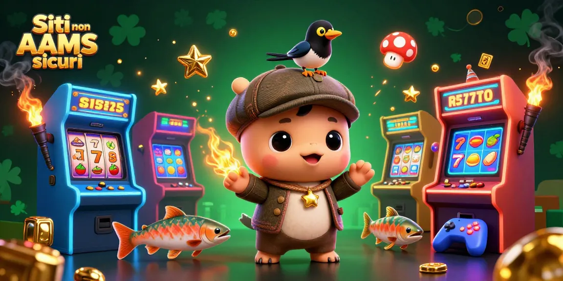 Scopri l'emozione dei Siti non AAMS sicuri con un'illustrazione 3D divertente che presenta adorabili personaggi da casinò.