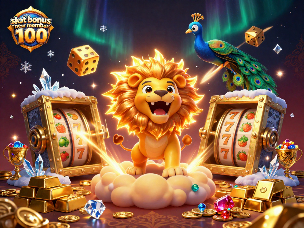 Experience the thrill of winning with slot bonus new member 100 and vivid casino elements in a dazzling scene.