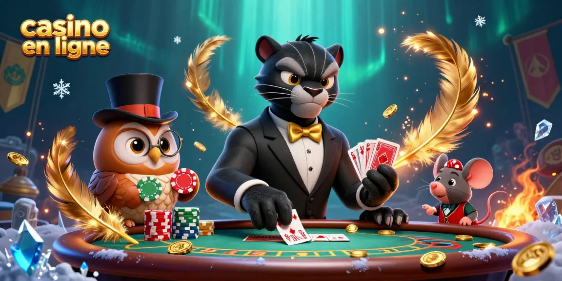 Jouez avec le casino en ligne dans une scène dynamique de cartes et de jetons remplie de détails attrayants.