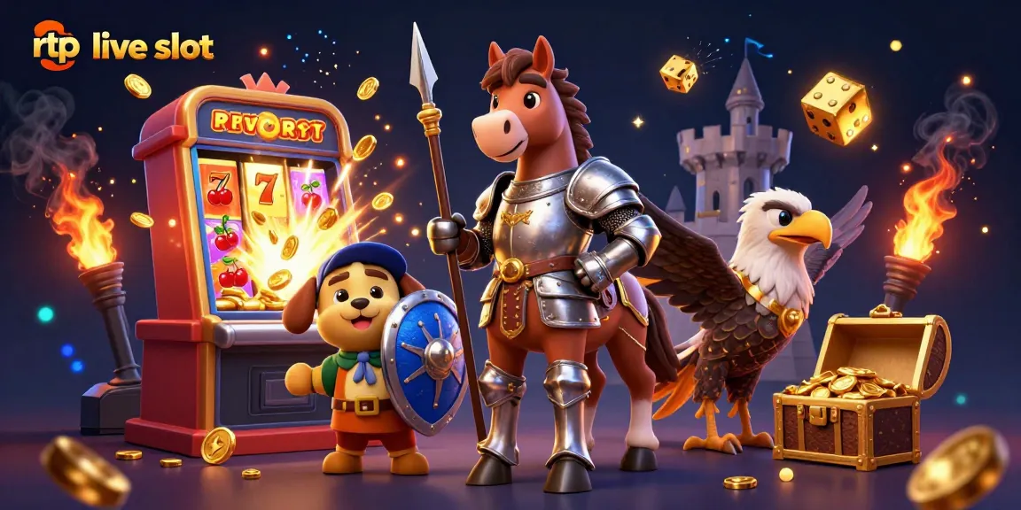 Engage in thrilling rtp live slot adventures with knights and coins in this vibrant illustration.