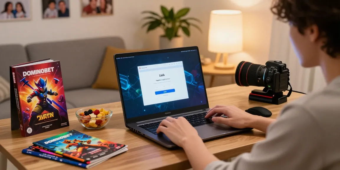 Experience the excitement of gaming with Link Login Dominobet in a cozy home setting.