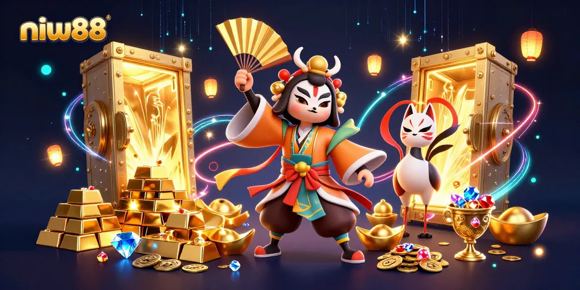 Experience winning strategies at niw88 with engaging 3D casino illustration showcasing vibrant game elements.