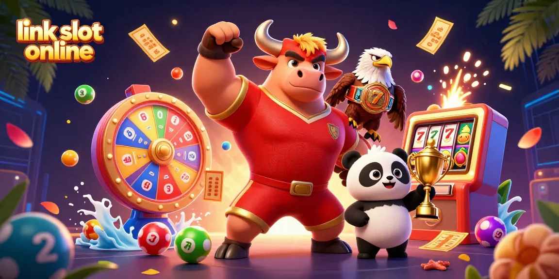 Rasakan permainan yang mendebarkan dengan suasana link slot online yang dinamis, menampilkan karakter yang energik, elemen berwarna-warni, dan visual permainan yang menarik.