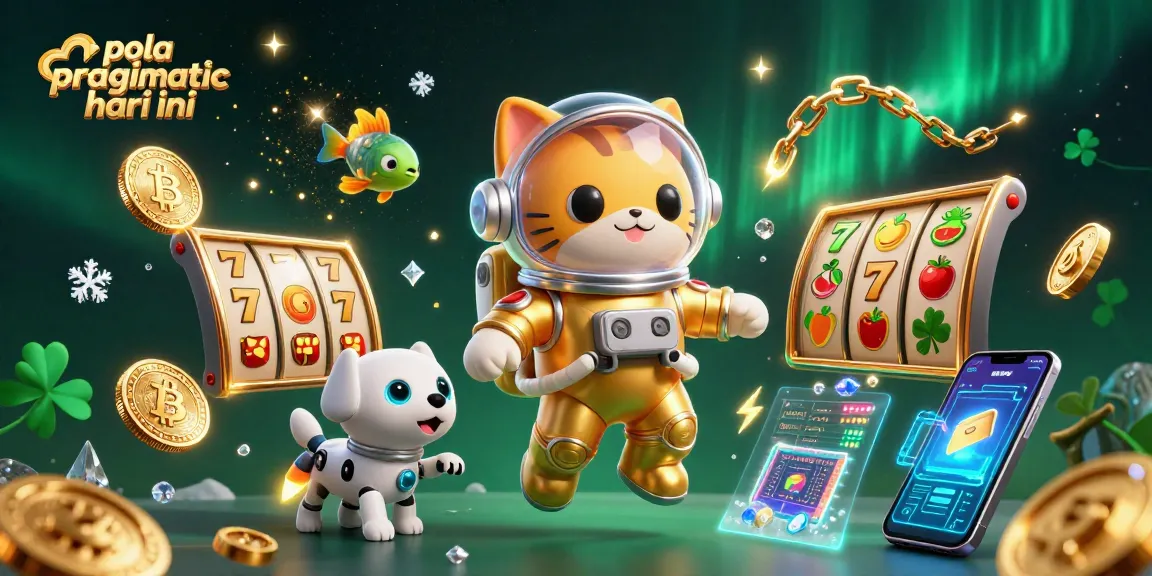 Experience pola pragmatic hari ini with a vibrant 3D space scene depicting a lucky astronaut cat and thrilling slot elements.
