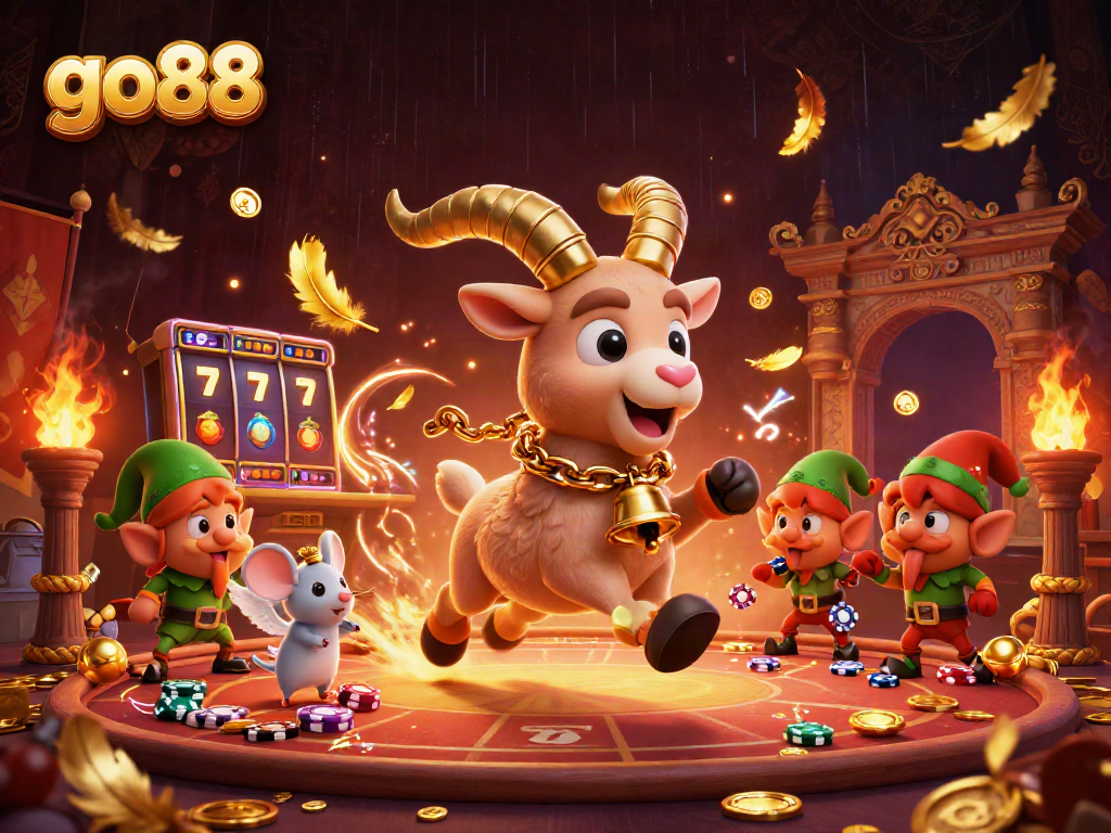 Experience go88's excitement with animated characters in a lively casino scene.