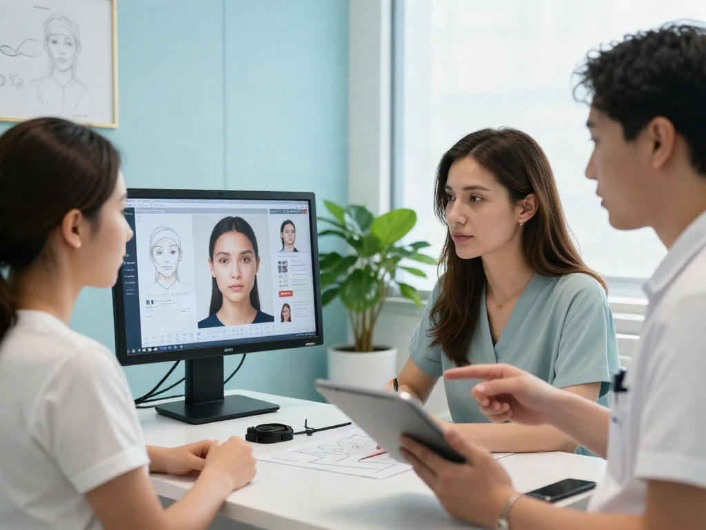 ClinicEvo better than QOVES showcasing personalized beauty analysis in a modern clinic setting.