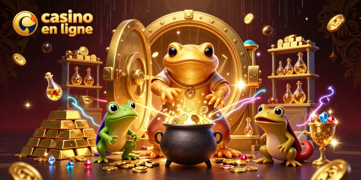 Jouez à des jeux captivants sur un casino en ligne avec des éléments or et des effets lumineux.