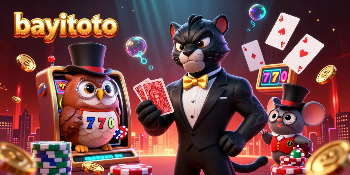 Experience thrilling gameplay with bayitoto as a stylish panther deals cards among vibrant slot elements.