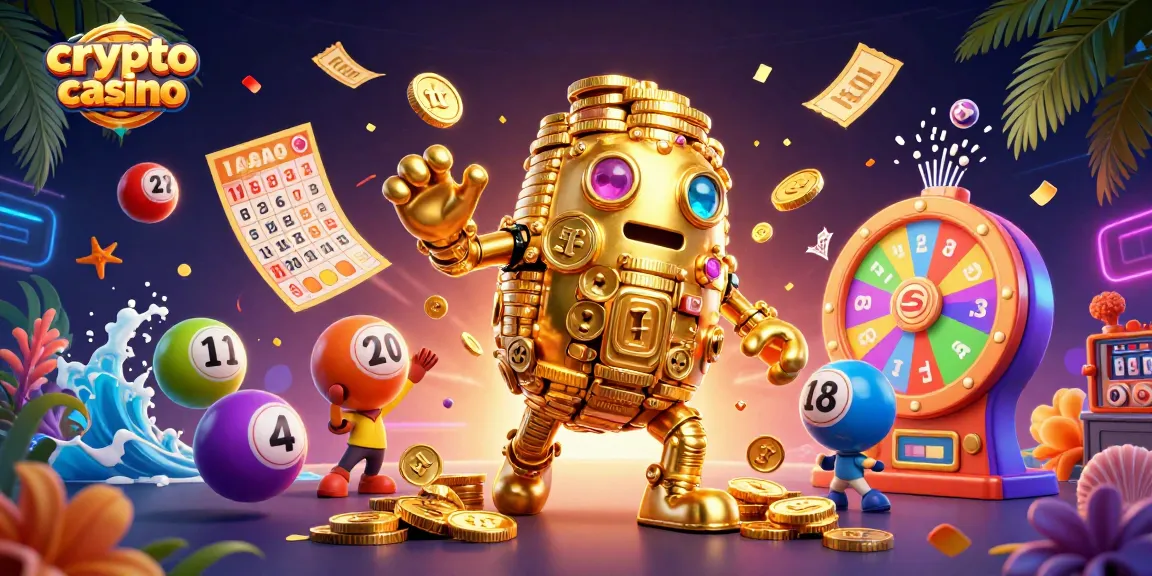 Jouer au crypto casino avec un golem en or impressionnant entouré d'éléments ludiques.