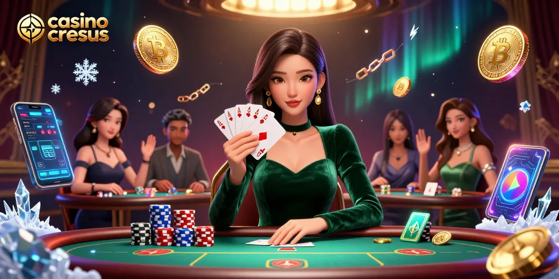 Participez à l'excitation de casino cresus avec du poker stratégique, des éléments crypto vibrants et une ambiance luxueuse.